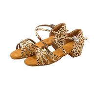 MYIESAXL Latin Dance Shoes Girls,Ladies Ballroom Shoes Low-Heel,Breathable And Comfortable Dance Shoes,Satin Dance Shoes For Beginners Teaching Practice (Leopard Print Color Free Dance Shoes Bag)