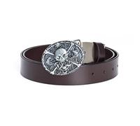 MYIESAXL Leather Belt Vintage Devil Skeleton Cross Skull Snake Head Western Cowboy Buckle Adjustable Casual Belt for Men Jeans Gift for Father's Day