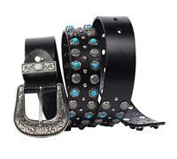 MYIESAXL Men Women Genuine Belt for Jeans Dress Punk Goth Rock Western Cowboy Cowgirl Rivet Studs and Wear Accessory Design Leather Belt,1.5"(38mm) Wide