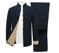 MYIESAXL Mens Chinese Traditional Cotton Linen Long Sleeve Kung Fu Clothing Tai Chi Uniform Men Wing Chun Clothes, Tang Suit Hanfu Jacket Shirt Coat Martial Arts Suit