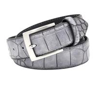 MYIESAXL Men'S Women'S Belts & Straps Leather Belt with Subtle Crocodile Embossing 3.4Cm| Croc Pattern Retro Waist Belt Buckle Silver