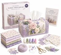 MYIHUIHUI DIY Quilted Tissue Box Cover Kit,Patchwork Sewing Craft Kit with Pre-Cut Fabric & Instructions,Handmade Animal,Floral & Cottage Tissue Box Holder DIY Project for Adults and Beginners(B)