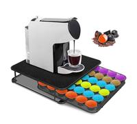 Myiosus Coffee Pod Holder - 1 Tier Coffee Pods Storage Drawer for 36pcs Coffee Capsules, Space-Saving Metal Coffee Capsule Holder Organizer for Office Kitchen Counter, Non-slip & Shockproof, Black