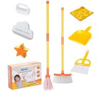 Myiosus Kids Cleaning Set,8 Pcs Cleaning Set Toys for Kids,Pretend Play Housekeeping Sets for Toddlers Ages 3+,Include Broom,Mop,Dustpan,Brush,Cloth,Sponge,Window Scrape,Birthday Gift