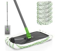 Myiosus Large Flat Mop, Hardwood Floor Mop with 5 Reusable Pads & 120cm Stainless Steel Handle, Microfibre Mops for Hard Floor Laminate Vinyl Cleaning, Dry & Wet Use