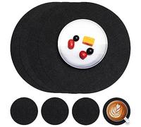 Myir JUN Leather Placemats and Coaster Set of 4, Table Mats Round Waterproof Dual Sided Kitchen Place Mats Coffee Mats Heat Resistant Placemat Non-Slip Washable (set of 4, Black Black)