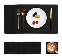 Myir JUN Placemats and Coasters Set of 6, Place Mats Dual Sided Faux Leather Table Mats PU Indoor Outdoor Heat Resistant Placemat Square Non Slip Wipeable Washable Dining Restaurant