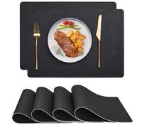Myir JUN Placemats, Table mats Double Sided Place Mats Non-slip Thermal Stain-resistant Easy to Clean Table mat for Table Decorations of Restaurants Kitchen and Outdoor (Black/Black, Set of 4)