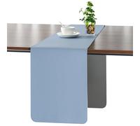 Myir JUN Table Runner, Table Runner Modern Washable Desk Mat Double Sided Faux Leather Desk Mat Waterproof Non-slip and usable for decoration 11.8" x 55"(Gray Sky blue)