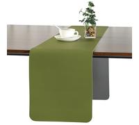 Myir JUN Table Runner, Table Runner Modern Washable Desk Mat Double Sided Faux Leather Desk Mat Waterproof Non-slip and usable for decoration 15.7" x 55"(Gray Green)