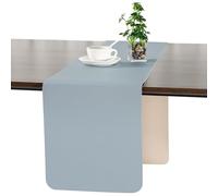 Myir JUN Table Runner, Table Runner Modern Washable Desk Mat Double Sided Faux Leather Desk Mat Waterproof Non-slip and usable for decoration 15.7" x 55"(Camel yellow Blue)