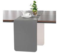 Myir JUN Table Runner, Table Runner Modern Washable Desk Mat Double Sided Faux Leather Desk Mat Waterproof Non-slip and usable for decoration 11.8" x 55"(Gray Beige)