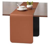 Myir JUN Table Runner, Table Runner Modern Washable Desk Mat Double Sided Faux Leather Desk Mat Waterproof Non-slip and usable for decoration 11.8" x 55"(Black Brown)