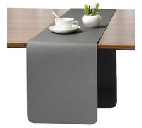 Myir JUN Table Runner, Table Runner Modern Washable Desk Mat Double Sided Faux Leather Desk Mat Waterproof Non-slip and usable for decoration 11.8" x 94.4"(Gray Black)