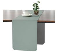 Myir JUN Table Runner, Table Runner Modern Washable Desk Mat Double Sided Faux Leather Desk Mat Waterproof Non-slip and usable for decoration 15.7" x 94.4"(Gray Sage green)