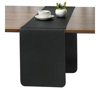 Myir JUN Table Runner, Table Runner Modern Washable Desk Mat Double Sided Faux Leather Desk Mat Waterproof Non-slip and usable for decoration 11.8" x 55"(Black)