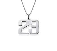 MYKA - Men's Personalized Number Charm Necklace in Sterling Silver 925, 18K Gold Plating Custom Made Jewelry Gift for Him, Dad, Father, Boyfriend - For Father's Day, Birthday, Christmas, Xmas