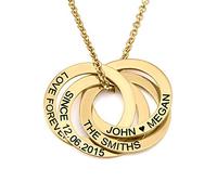MYKA Personalised 4 Russian Rings Necklace in Sterling Silver 925 - Custom Family Pendant Christmas Jewellery Gift for Her, Wife, Mum (18ct Gold Vermeil Plated Silver 925)