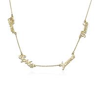 MYKA Personalised Multiple Name Necklace for Woman- Custom Any 5 Names - Nameplate Pendant Gift jewellery for Holiday Mum-9ct yellow gold