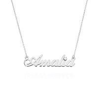 MYKA Personalised Name Necklace with Diamond - in Sterling Silver or 18K Gold Plating - Custom Name Plate Pendant for Mom, Grandma, Girlfriend, Women, Her - Dainty Jewellery Gift for, Various