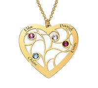 MYKA Personalized Drop Necklace Sterling Silver 925 Glass Birthstones for Mum - Custom Initials (Gold Vermeil)