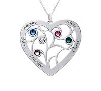MYKA Personalized Drop Necklace Sterling Silver 925 Glass Birthstones for Mum - Custom Initials (Sterling Silver 0.925)