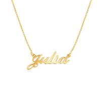 MYKA Personalized Small Classic Name Necklace - Custom Made Nameplate Pendant Sterling Silver and Gold Plated- Jewelry Gift for Women (Gold Vermeil)