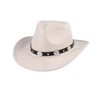 MYKAGS Cowboy Hat for Women and Men, Classic Felt Wide Edge Western Cowboy Women's Cowboy Hat with Belt Buckle, Adjustable Outdoor Hat with Shapeable Brim, Beige