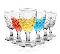 MYKAGS Port Glasses Set of 6, 105ml (3.7oz) Small Wine Glasses, Crystal Sherry Glasses for Port, Sherry, Still Wine & Cocktails, Elegant Embossed Pattern Drinkware, Dishwasher Safe
