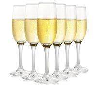 MYKAGS Set of 6 Classic Champagne Flutes, 190ml Elegant Stemmed Crystal Clear Wine Glasses for Champagne and Wine