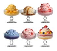 MYKAGS Set of 6 Dessert Bowls, 320 ML Vintage Striped Embossed Glass Dessert Bowls-Elegant and Durable, Perfect for Ice Cream, Salads and Sweets.