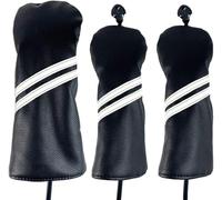 Mykepoda 3Pcs Black Golf Head Covers for Driver & Fairway Woods Wood Club Headcovers 135 Golf Covers