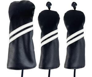 Mykepoda 3Pcs Black Golf Head Covers for Driver & Fairway Woods Wood Club Headcovers 135 Golf Covers