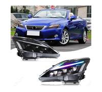 MYKLNFOU Pair Led Headlights Compatible For Lexus IS250 IS250C IS350 IS350C IS220d 2006-2013 Front Lamp Head Light W/Dynamic Animation W/Amber Lamps(Clear With RGB)