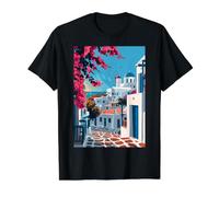 Mykonos Greece Art Aesthetic Minimalist Value Graphic T-Shirt, Men, Black, L