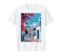 Mykonos Greece Art Aesthetic Minimalist Value Graphic T-Shirt, Men, White, S