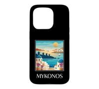 Mykonos Greece Vintage Retro Island Travel Design Case for iPhone 15 Pro