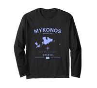 Mykonos Greek Island Greece Flag Aegean Sea Vacation GPS Long Sleeve T-Shirt