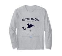 Mykonos Greek Island Greece Flag Aegean Sea Vacation GPS Long Sleeve T-Shirt