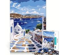 Mykonos Greek Island Jigsaw Puzzles for Adults1000 Pieces Intellect Toy Calming Play Quality Cut Wall Art Decor (50x75cm)