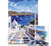 Mykonos Greek Island Jigsaw Puzzles for Teenagers 1000 Pieces Strong Logic Toy Shared Fun Clear Edge Lovely Present (38x52cm)