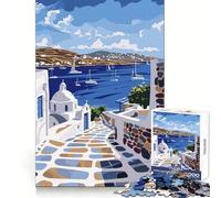 Mykonos Greek Island Jigsaw Puzzles for Teenagers 1000 Pieces Strong Logic Toy Shared Fun Clear Edge Lovely Present (38x52cm)