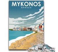 Mykonos Greek Travel Art Jigsaws 1000 Pieces for Adults, Toys Educational Games Stress Relieving Secret Santa Gifts for And Age 14 1000pcs(50x75cm)