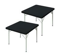 mylacerhome 2 Pack Square Fitted Tablecloth 24X24 Inch Stretch Spandex Card Table Cover Black Washable Table Cloth Elastic Table Topper for Indoor and Outdoor