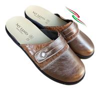 MYLAND ELENA Comfort Slippers for Women in Leather Removable Adjustable Footbed with Buckle Made in Italy, bronze, 7 UK