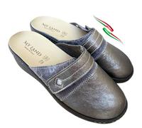 MYLAND ELENA Comfort Slippers for Women in Leather Removable Adjustable Footbed with Buckle Made in Italy, Lead, 8 UK