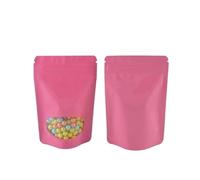 mylar bags， 100pc Food Packaging Bags Self Sealing Zipper Stand up Window Zip Lock Empty Dried Fruit Tea Gift Package(100pc Pink,8.5x13cm)