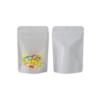 mylar bags， 100pc Food Packaging Bags Self Sealing Zipper Stand up Window Zip Lock Empty Dried Fruit Tea Gift Package(100pc White,11x16cm)