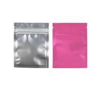mylar bags， 100pcs Translucent matte Flat Ziplock Storage Bag Clear Front Aluminum Foil Zip Lock Plastic Pouch Bags)(Pink,10x15cm (4x6in))