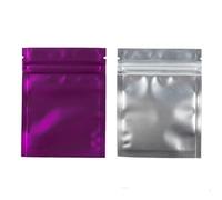 Mylar bags,Resealable bags, 100pcs Translucent matte Flat Ziplock Storage Bag Clear Front(Purple,7.5x10cm (3x4in))